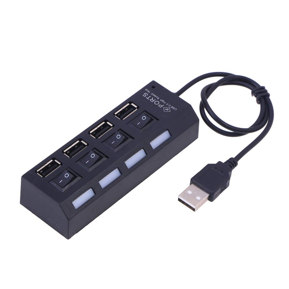 OFFIGAM Portable USB Hub with Individual LED Power Indicators High-Speed Data Splitter Compatible with Windows Laptop PC Desktop Compact Lightweight USB Expansion Adapter