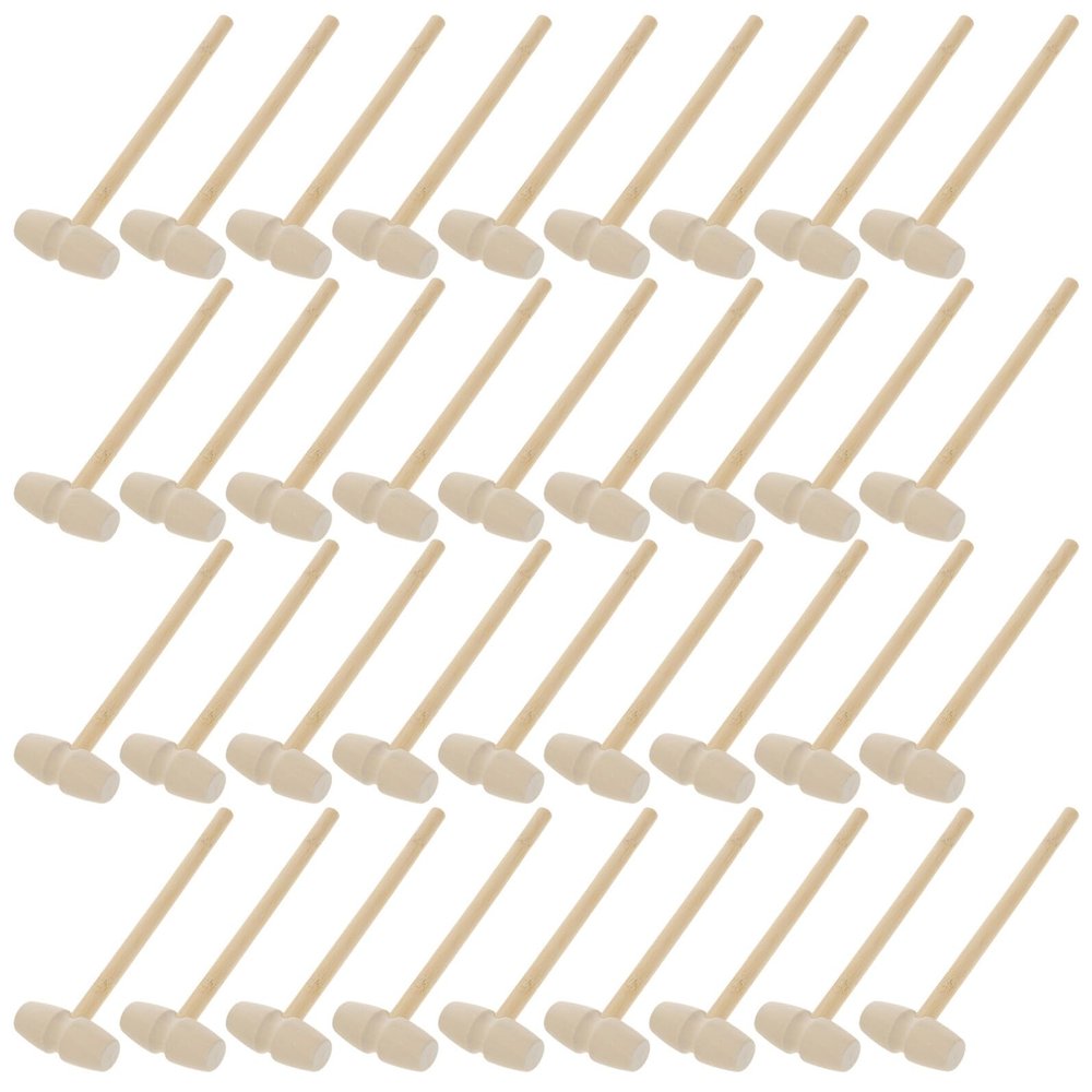 MAJORMENCH 36pcs Wooden Mallets Natural Solid Wood Mini Hammers Smooth Safe Surface Interactive for Boys Birthday