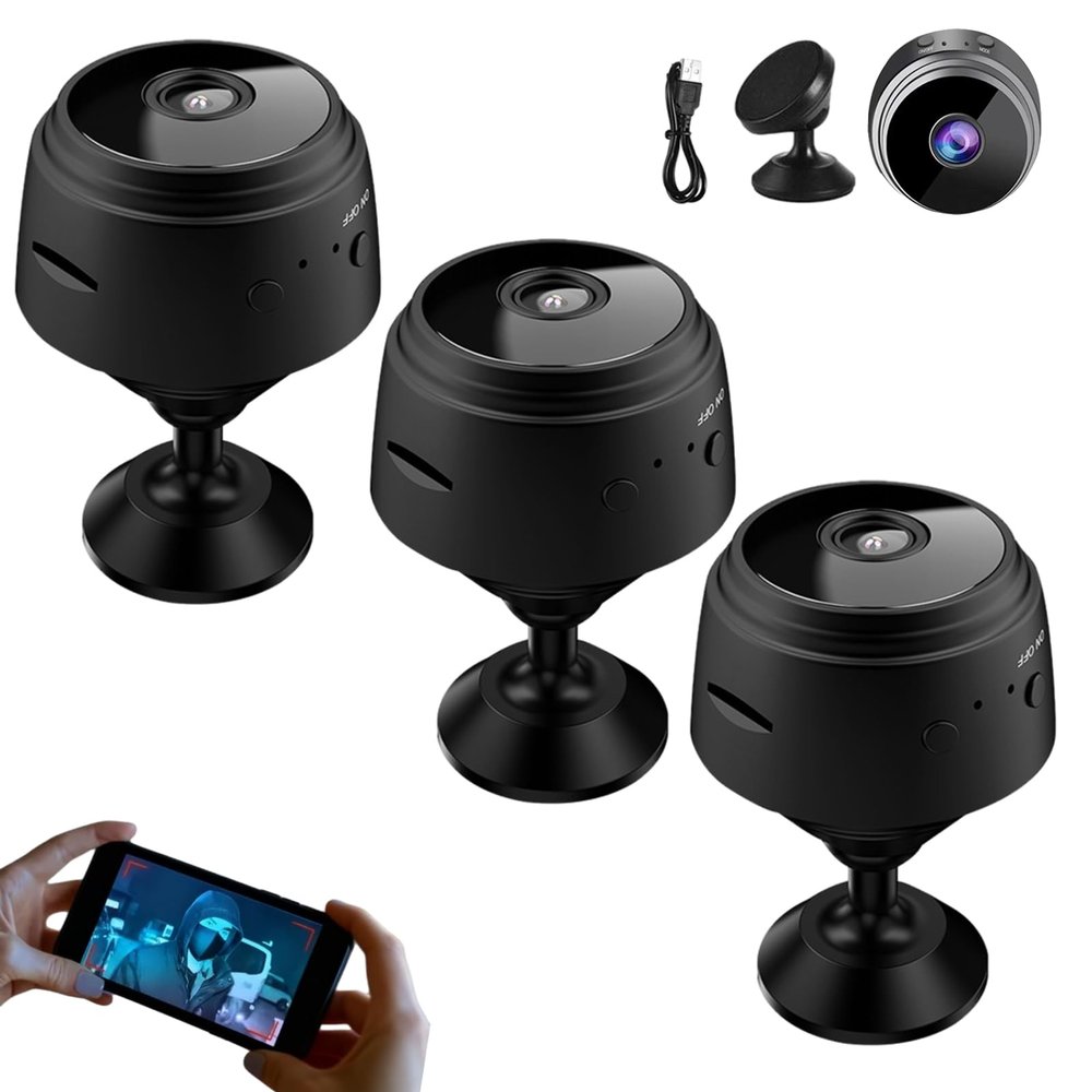 Camera, 2026 New Wireless Security Camera, Magnetic Mini 1080P HD | Smart Motion Alerts, App Remote with Night Vision for Home Indoor Outdoor (Black-64GB, 3)