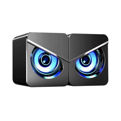FONDOTIN USB Powered Desktop Computer Speakers with Colorful Ambient Light Independent Volume Control Wired Surround Sound for Laptop Notebook Phone Compact Loudspeaker Box with Powerful