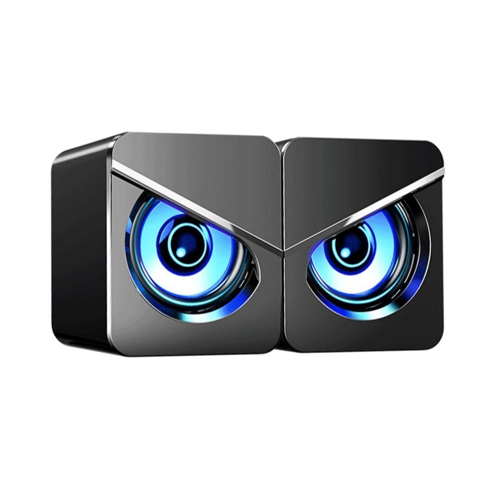 FONDOTIN USB Powered Desktop Computer Speakers with Colorful Ambient Light Independent Volume Control Wired Surround Sound for Laptop Notebook Phone Compact Loudspeaker Box with Powerful