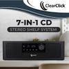 ClearClick Stereo Shelf System with CD Player, Bluetooth, FM Radio, USB Playback, Aux in, Optical in, Alarm Clock, & Remote Control view 2