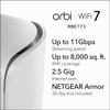 NETGEAR Orbi Tri-Band WiFi 7 Mesh Network System (RBE773) - Router + 2 Satellite Extenders, Security Features, Up to 11Gbps, Covers up to 8,000 sq. ft., 100 Devices, 2.5 Gig Internet Port (Renewed) view 2