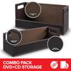 Stock Your Home DVD and CD Storage Box, Movie Shelf Organizer for Blu ray Video Game Cases CDs and VHS, Display Stand Holds up to 28 DVDs and 40 CDs, Faux Leather 3 Pack view 3