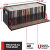 Stock Your Home DVD and CD Storage Box, Movie Shelf Organizer for Blu ray Video Game Cases CDs and VHS, Display Stand Holds up to 28 DVDs and 40 CDs, Faux Leather 3 Pack view 4
