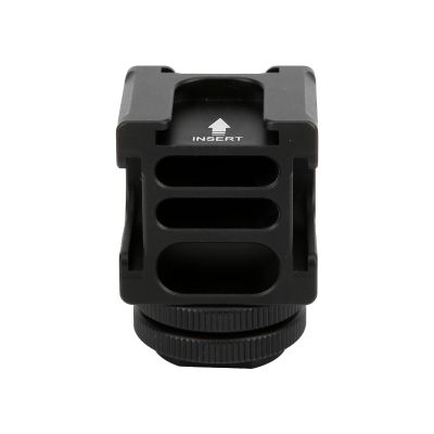Cold Shoe Mount Plate Adapter Aluminum Alloy 4 Mounts Hot Cold Shoe Accessory for Camera Microphone Flashlight Black 30x30x30mm