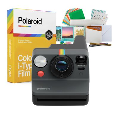 Polaroid Now Generation 3 Instant Camera with Two-Lens Autofocus System and Manual Mode (Black) Bundle with Color Film for I-Type (Color Frames Edition) (3 Items)