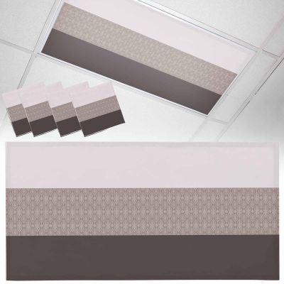 Dark Brown Pink Fluorescent Light Covers 4 Pack Retro Flower Pattern Ethnic Style Abstract Magnetic Fluorescent Ceiling Lights Filters for Office Classroom Home Drop Ceiling 4x2 Feet