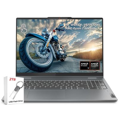 Lenovo IdeaPad 5 16" Touchscreen 2-in-1 Laptop, AMD Ryzen 7 8845HS with 16GB LPDDR5x-6400 Memory 1TB SSD, Wi-Fi6, Fingerprint, Backlit KB, Windows 11, Luna Grey, w/2TB USB Drive, W/GaLiMu
