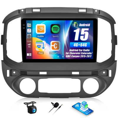 4G+64G Android Car Stereo for Chevrolet Colorado/GMC Canyon 2015-2017 with Wireless Carplay Android Auto 9 Inch Touch Screen Head Unit Replacement Backup Camera WiFi GPS RDS Bluetooth