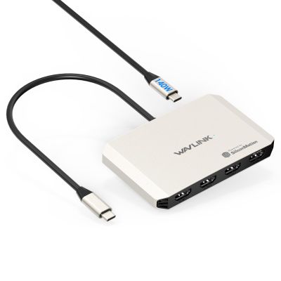 4 Monitor Docking Station, WAVLINK Quad Monitors Adapter for M1/M2/M3/M4/Macbook Neo macOS, 140W PD in, 4 HDMI, Quad 4K Output, SMI Driver & Host USB3.2 Gen 2 Required