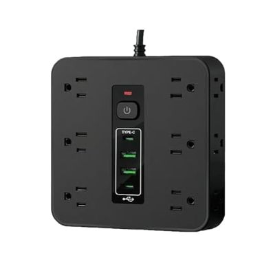 16-in-1 Surge Protector Power Strip with 16 AC Outlets, 3 USB & 2 Type-C Ports, for Home Office Dorm Travel (Black)