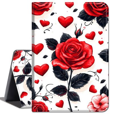 Case for iPad Pro 12.9 5th / 6th Generation Stand 2021/2022,Slim Soft Shockproof TPU Silicone Protective Back Shell Case for iPad Air 13 Inch M3/M2 (2025/2024),Red Love Hearts Rose