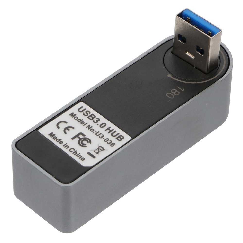 BELLIFFY Rotatable USB Hub Aluminum Alloy Multi-Port Adapter with High-Speed Data Ports Safe Overcurrent Protection Compatible with Windows Laptop Flash Drive Keyboard Mouse Camera