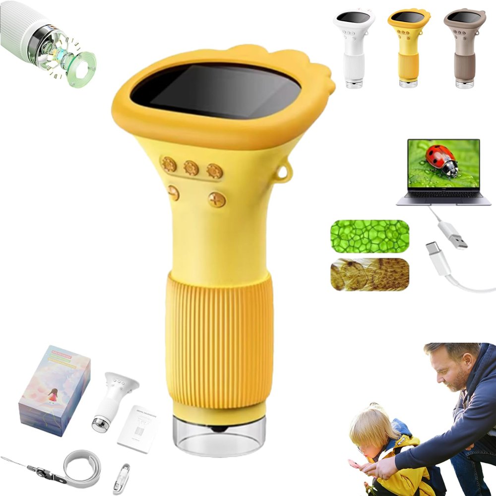 200x Zoom Digital Microscope for Kids with 2'' Inch Screen, Portable Handheld Microscope