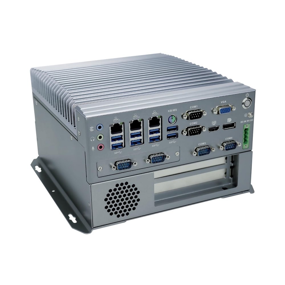 ANDAQI Fanless Industrial PC, Mini Computer, IPC, I5 6500T, IX04, VGA, DP, HDMI, 6 x COM, 3 x LAN, PCIE X16 Slot, PCI Slot, DC Phoenix, 9 to 36V, 16G RAM, 512G SSD