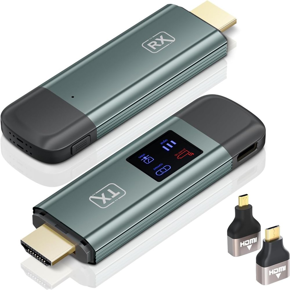 TTQ Wireless HDMI Transmitter and Receiver, Wireless HDMI Extender 4K Supported, Metal Housing, LED Display, 100FT Range, 2.4G&5G, for PC/Laptop/Camera/HDTV/Projector/TV Box