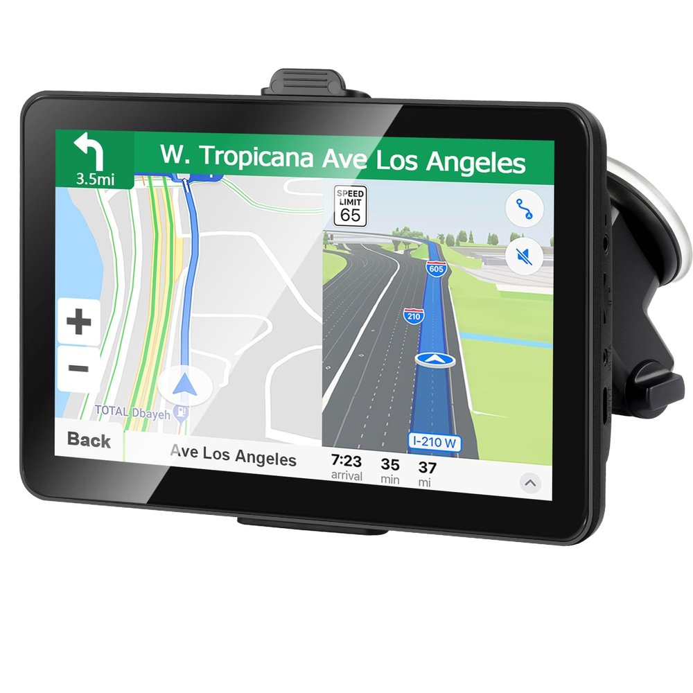 Car GPS Navigation 7 Inch Truck Navigator Latest Maps Touch Screen Vehicle GPS Commercial Trucker Voice Navigation Speeding Warning Free Lifetime Update of Maps