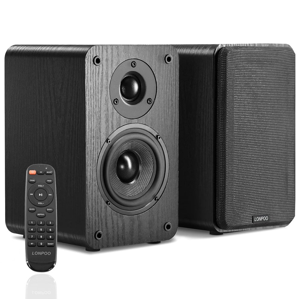 LONPOO Powered Bookshelf Speakers - Wireless 100W RMS Bluetooth with eARC - Powerful Home Music System - Home Theater Systems, Studio Monitors