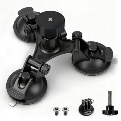 Zhaobeimao Strong Suction Cup Mount for Starlink & Camera with Dual 1/4" & 3/8" Threads, All-in-One Secure Car Roof Holder with Lockable Base & Quick-Release for RV, Van, Truck & Boat