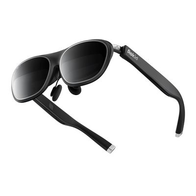 Rokid Max2 Black AR Glasses, 215" Micro-OLED Display, 50 FOV 75g Video Glasses, 600 Nits Brightness, Compatible with iPhone 15 Series iOS and Future Type C Models Most Android Phones, PC, mac