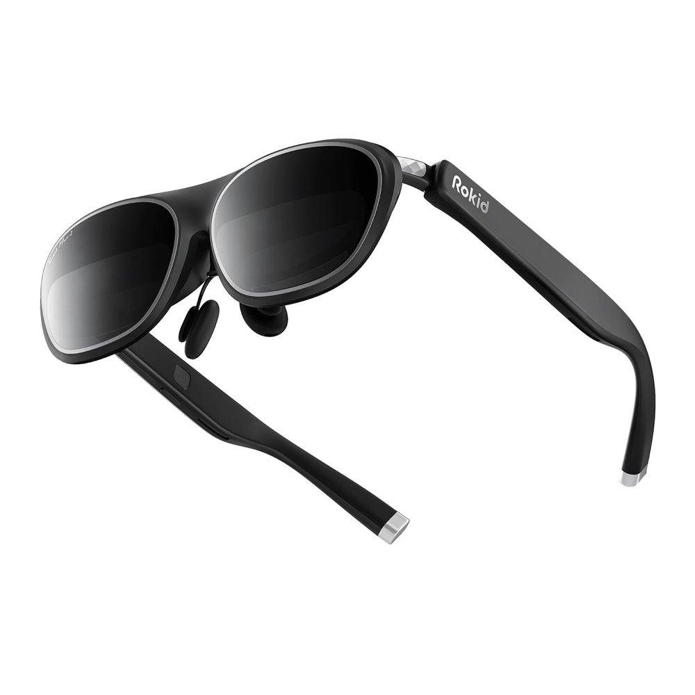 Rokid Max2 Black AR Glasses, 215" Micro-OLED Display, 50 FOV 75g Video Glasses, 600 Nits Brightness, Compatible with iPhone 15 Series iOS and Future Type C Models Most Android Phones, PC, mac