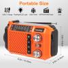 Hand Crank Emergency Weather Radio with 2600mAh/9620mWh Power Bank, NOAA AM FM Shortwave Portable Radio, Solar & USB-C Charging, Flashlight, SOS Alarm for Emergency Kits (Orange) view 2