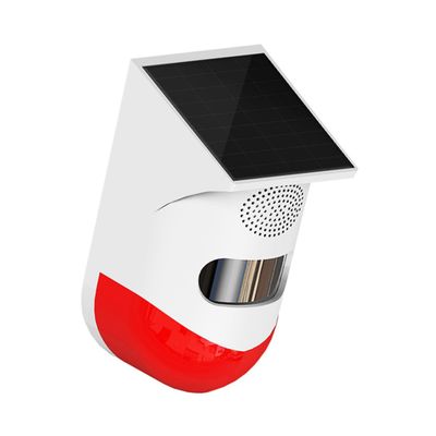 POPETPOP Solar Outdoor Infrared Alarm Detector with Audible and Vibration Alert Weatherproof Home Security Sensor for Villas Construction Sites and High-Pressure Areas White and Red