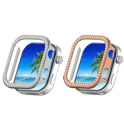 2 Pack Bling Case Compatible with Redmi Watch 6 Cover Hard PC Crystal Diamonds Rhinestone Protective Bumper Shell for Redmi Watch 6, No Screen Protector (Silver/Rose Gold)