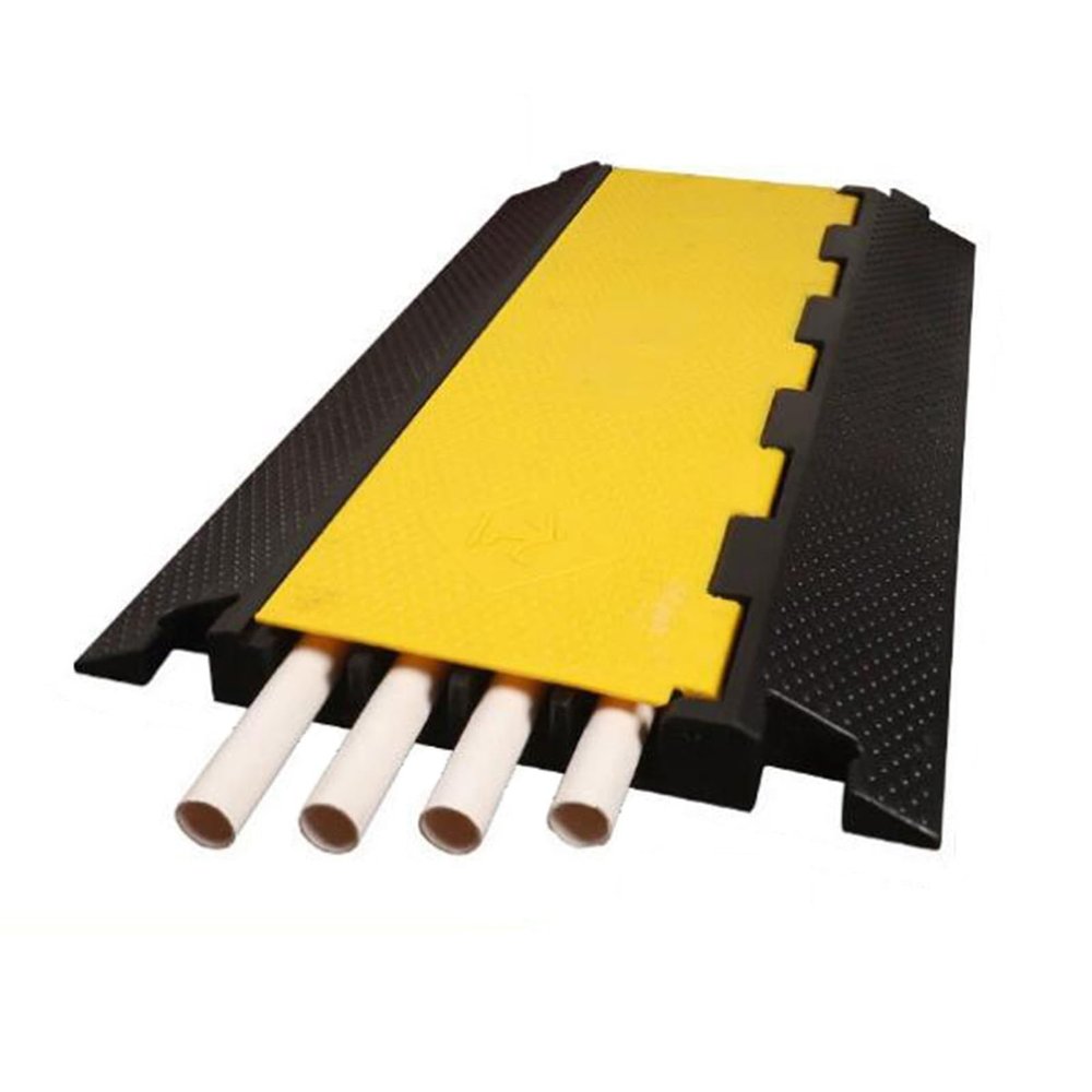 5/4/3/2 Channel Rubber Cable Protectors Extreme Cable Ramps,Heavy Duty Protective Cable Wire Cord Ramp Driveway Rubber Traffic Speed Bumps(900x490x60mm)