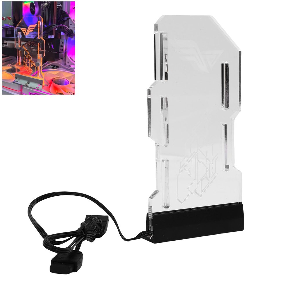 Gugxiom Addressable GPU Support Bracket, 5V 3PIN Acrylic Transparent Graphics Card Support Built in 5V ARGB Strip, GPU Brace Video Card Sag Holder