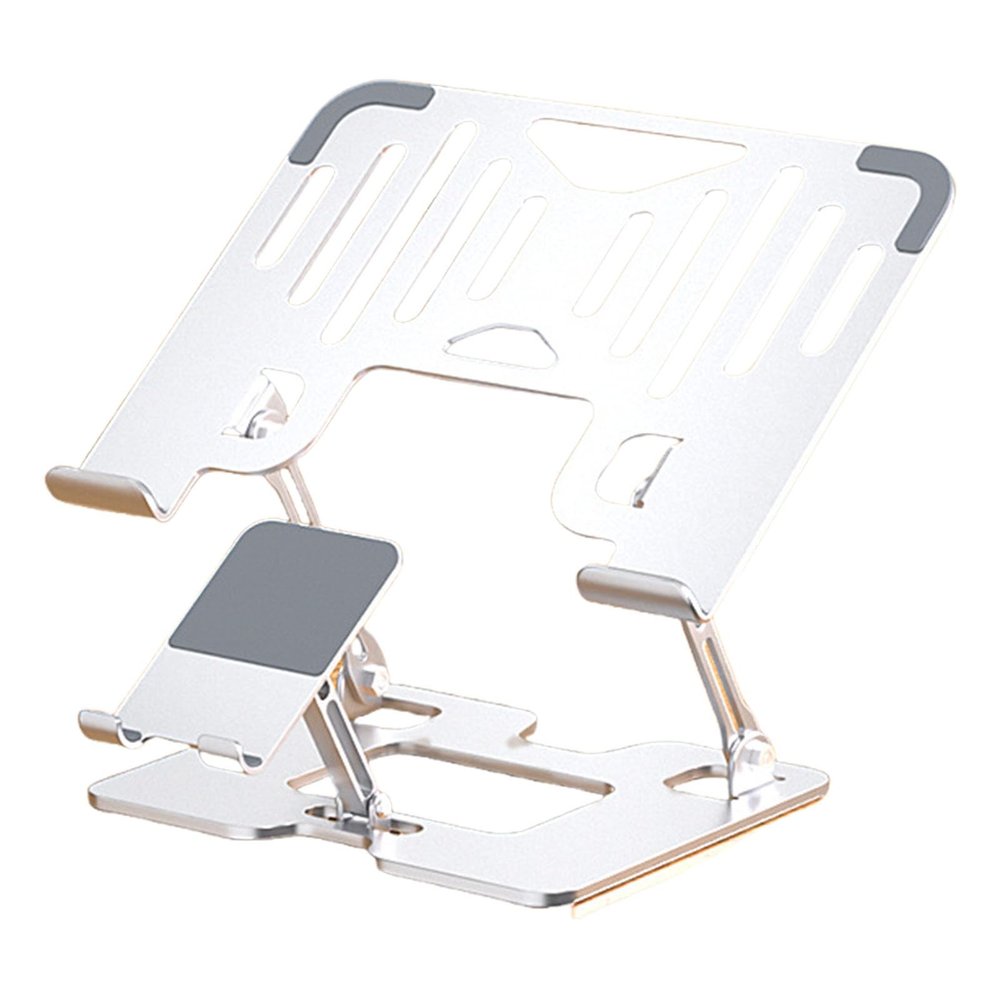 Adjustable Laptop Stand Phone Holder Foldable Carbon Steel Desktop Risers for 10-17.3Inch Device Ergonomic Cooling Desig