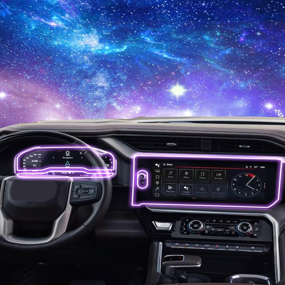 4pcs EUEKY Screen Protector for 2024-2025 2026 G M C Sierra 1500 2500HD/3500HD (AT4/AT4X/Denali/Denali Ultimate) - 12.3" Dashboard +13.4" Navigation HD Tempered Glass For Sierra 1500/2500HD/3500HD Accessories