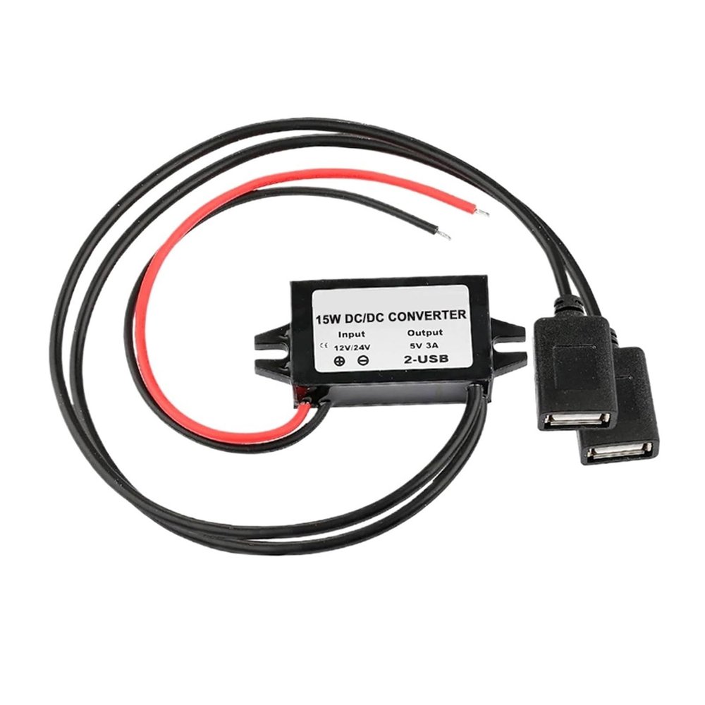 12V 24V to 5V 3A 15W DC DC Converter, Buck Module Power Supply Regulator(Dual Square USB)