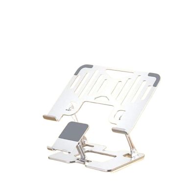Adjustable Carbon Steel Laptop Stand -Tablet & Phone Compatible Foldable Desktop 2-in-1 Ergonomic Heat Dissipation Design(Silver)