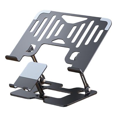 Adjustable Laptop Stand Phone Holder Foldable Carbon Steel Desktop Risers for 10-17.3Inch Device Ergonomic Cooling Desig