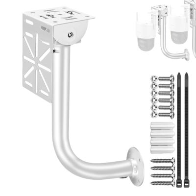 Aluminum L-Shaped Security Camera Wall Mount - 20x40cm Tubular Bracket with Steel Adapter, Fits Dome/IP/PTZ Cameras, Heavy-Duty Indoor/Outdoor for Home Surveillance