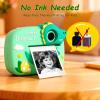 Cute Instant Print Camera for Kids  Perfect Birthday for Girls and Boys Age 3-12, Fun HD Digital Video Camera Toy with 32GB SD Card, Pink (Dinosaur, Green) view 2
