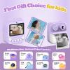 Dual-Lens Instant Print Camera for Kids, 48MP Thermal Instant Printing Camera with 2.4 Inch IPS Screen for Toddler, Boys Girls Christmas Birthday Gifts Photo Printer with 64GB SD Card (Purple) view 2