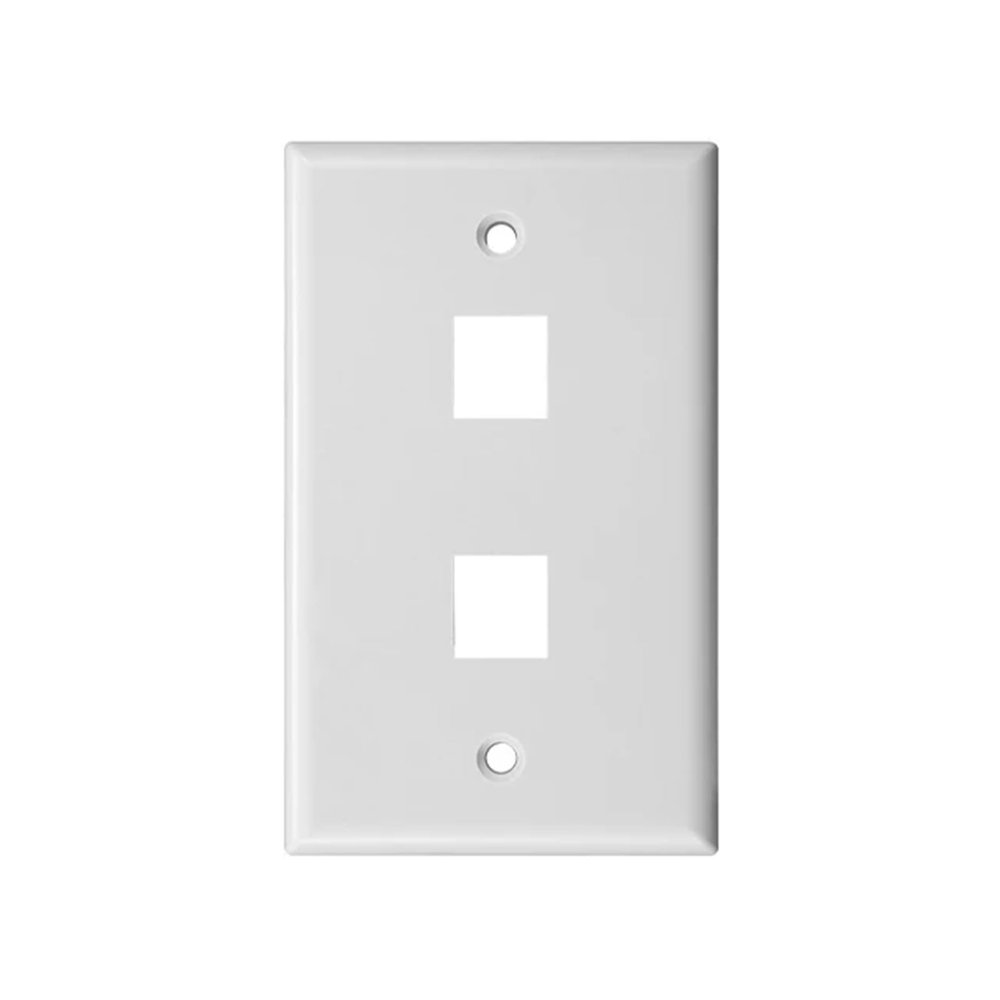 0/1/2/3/4/6 Port Jack Wall Plate, White Jack Thin RJ45 Wall Plate(10-Pack,2-Port)