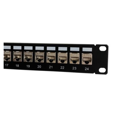 24-Port 1U Patch Panel FTP LAN with CAT7 CAT6A CAT6 RJ45 Shielded, 19-inch Rack Mount Wall Mount Network Bracket(24 Ports CAT6A)