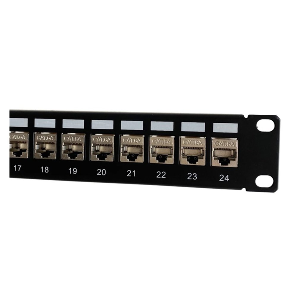 24-Port 1U Patch Panel FTP LAN with CAT7 CAT6A CAT6 RJ45 Shielded, 19-inch Rack Mount Wall Mount Network Bracket(24 Ports CAT6A)