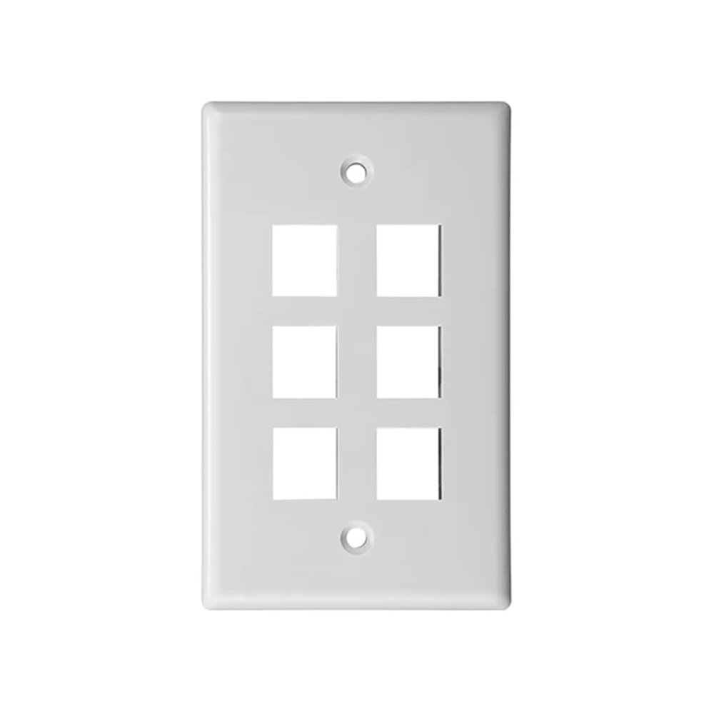 0/1/2/3/4/6 Port Jack Wall Plate, White Jack Thin RJ45 Wall Plate(10-Pack,6-Port)