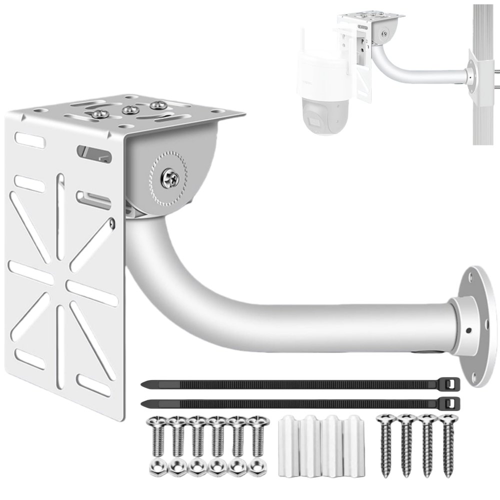 Aluminum Tube Security Camera Wall Mount - 11.8" Heavy-Duty Indoor/Outdoor Bracket with Steel Adapter, Fits Dome/IP/PTZ Cameras, Easy Installation for Home Surveillance