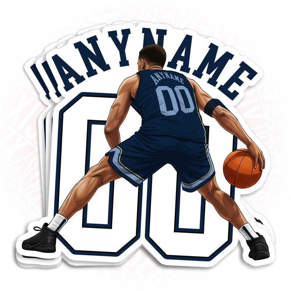 Personalized Basketball Player Sticker - School Team Player Name & Number, Customized Custom Basketball Sports Waterproof Die-Cut Vinyl Stickers for Laptop Water Bottle Car Hardhat Kindle Decal Gifts