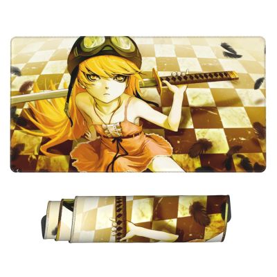 Anime Monogatari Oshino Shinobu Office Gaming Mouse Pad,Large Gaming Mousepad,Home Office Decor Waterproof Non Slip Rubber Stitched Edges Keyboard Extended Mat 16x29.5in