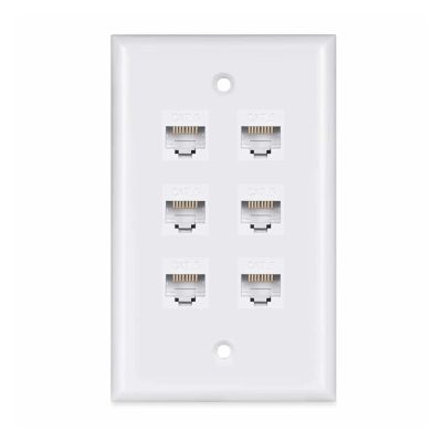Cat6 Ethernet Wall Plate, RJ45 Wall Plate, RJ45 Jack Connector Cover,(6-Port)