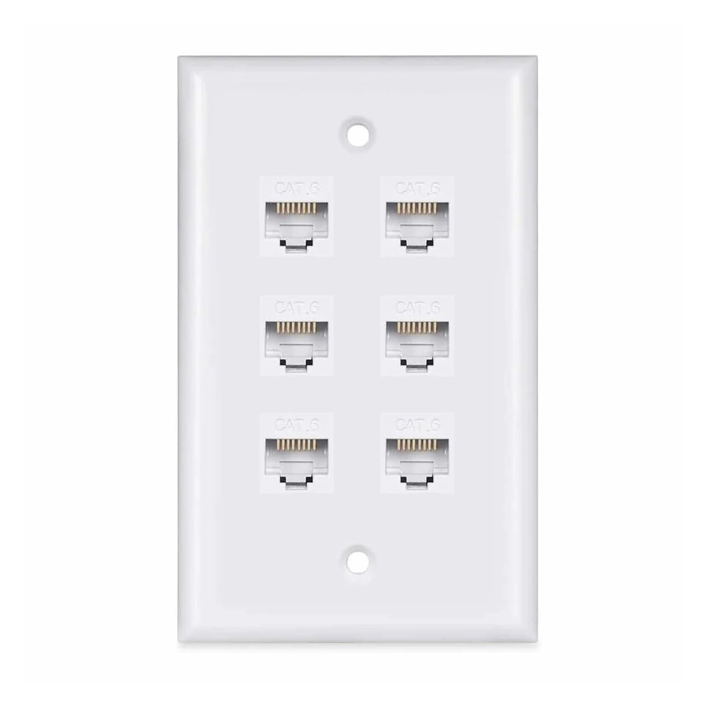 Cat6 Ethernet Wall Plate, RJ45 Wall Plate, RJ45 Jack Connector Cover,(6-Port)