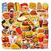 50Pcs Yummy Food Stickers,Cute Fast Food Chips Hamburger Stickers, Vinyl Waterproof Aesthetic Sticker for Kids Teens Girls for Laptop Guitar Hydro Flask Phone Skateboard Luggage(Foods) view 1