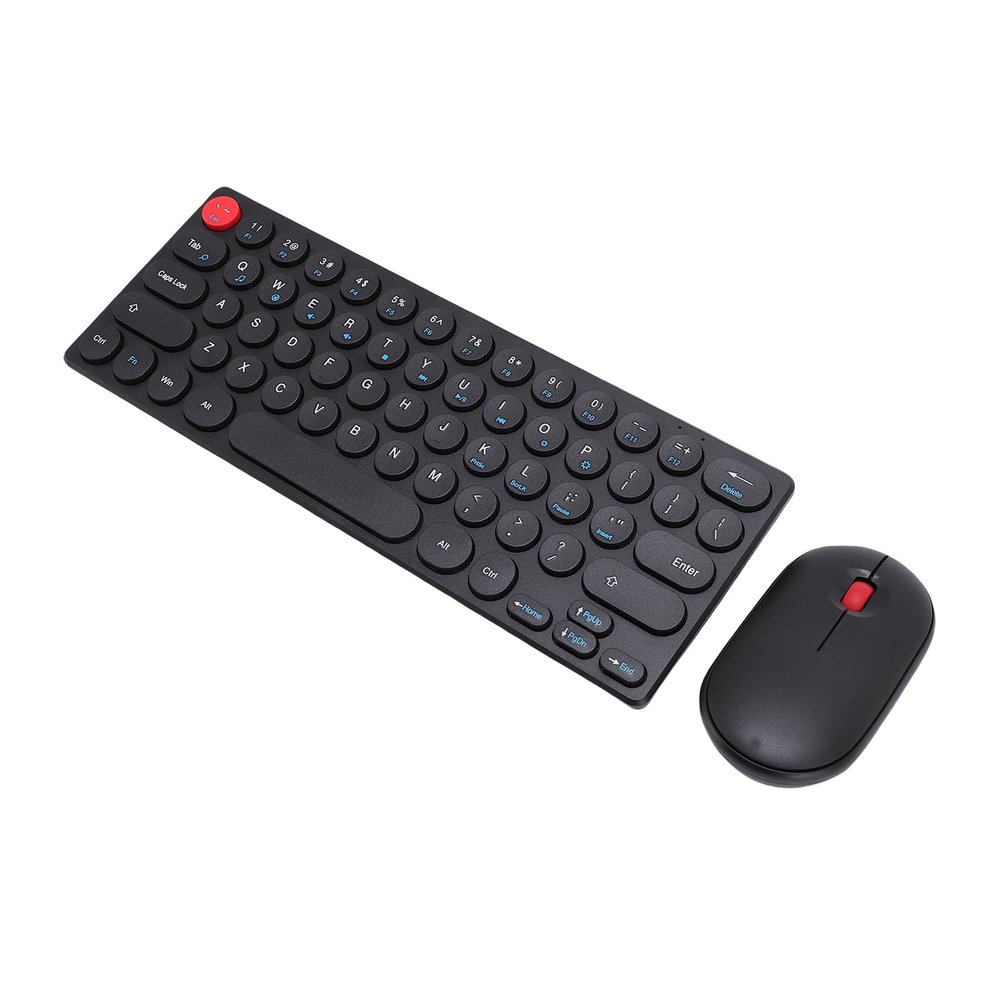 ASHATA 2.4G Wireless Keyboard Mouse Combo, Auto Sleep, 1200DPI 64 Keys Cordless Keyboard and Mouse with USB Receiver for Computer Laptop PC, Plug and Play (Black)